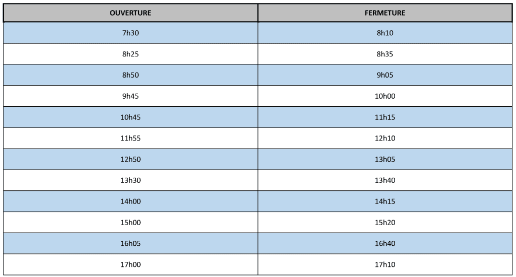 horaires secondaire au LFCL