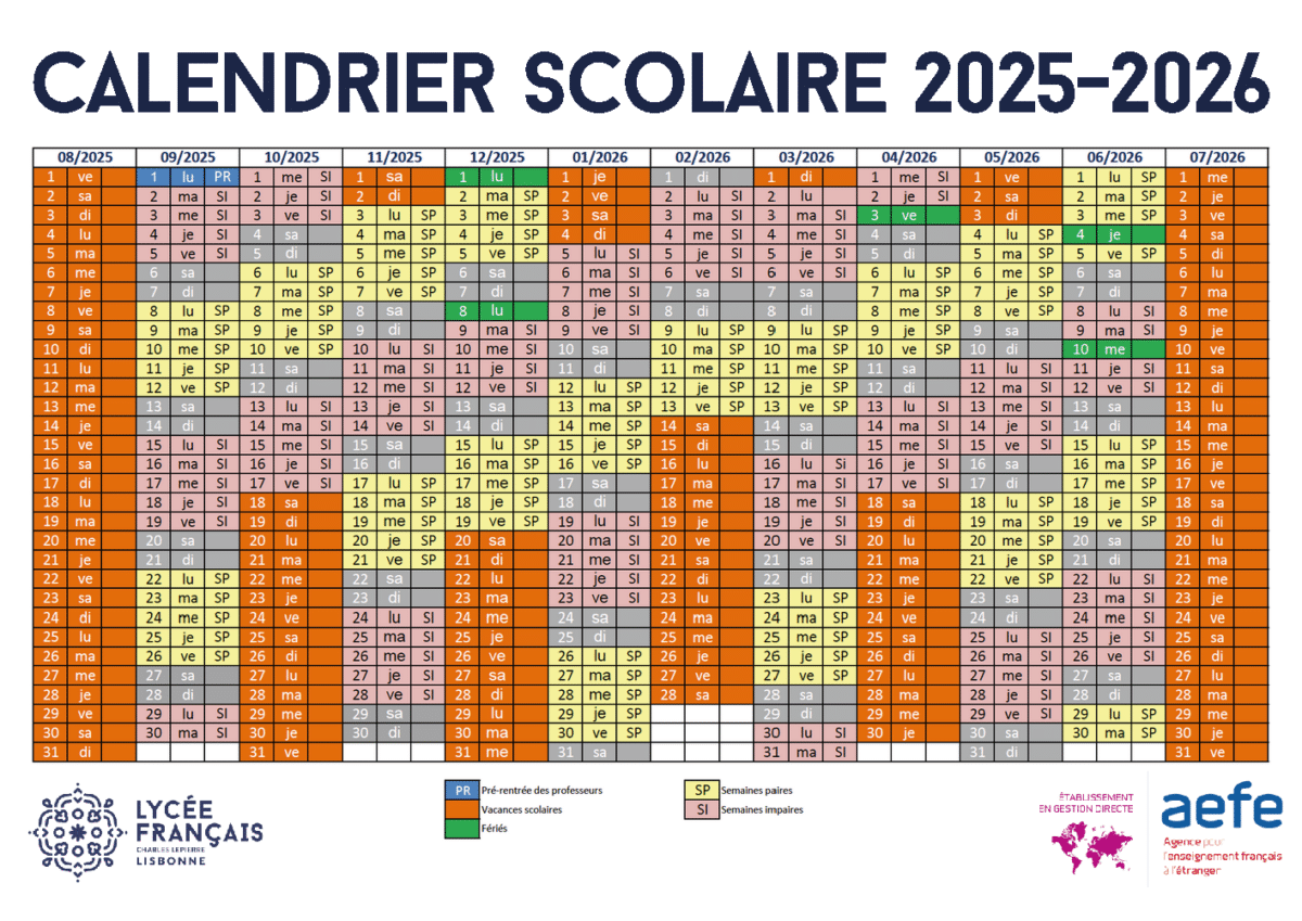 Lfcl Calendário letivo - Liceu Francês Charles Lepierre - Lisboa